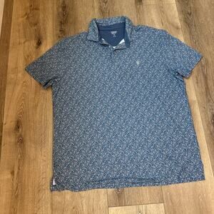 Izod Golf Men's Short Sleeve Stretchy Blue Floral SOFT Polo Shirt XL